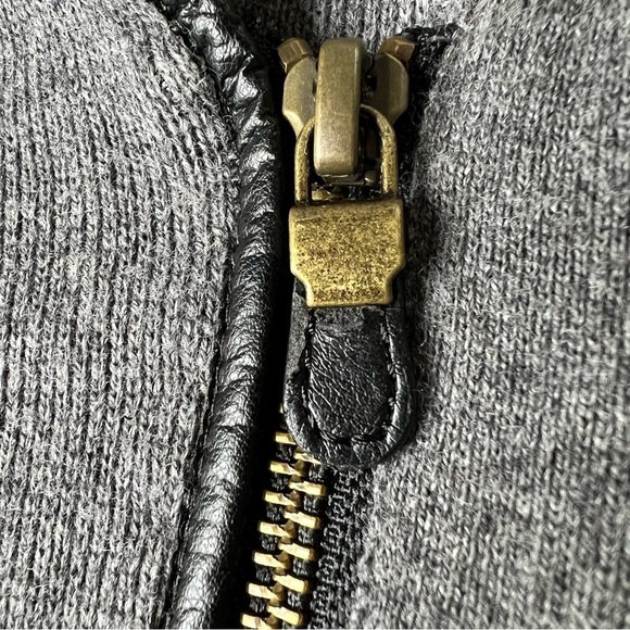 ANN TAYLOR Full Zip Buckle Collar Grey Wool Knit Moto Sweater Size S - Picture 15 of 16